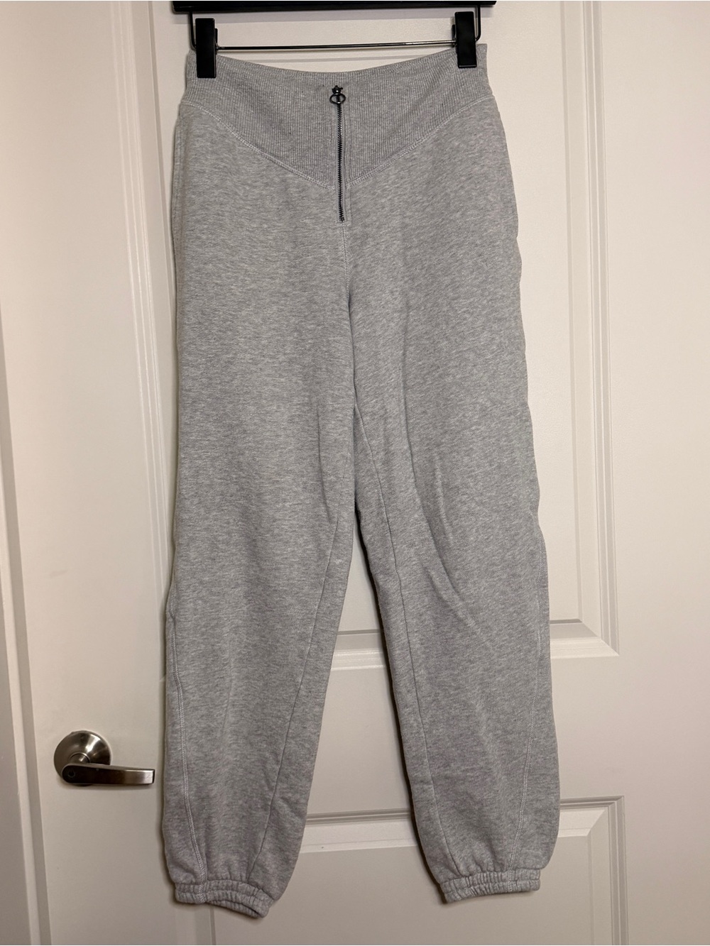 aerie Light Gray High-Rise Zip Front Joggers